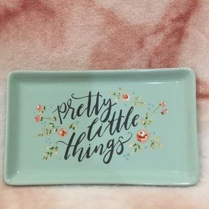 Pretty Little Things Ceramic Powder Blue Trinket Tray Rosettes Floral NWOT